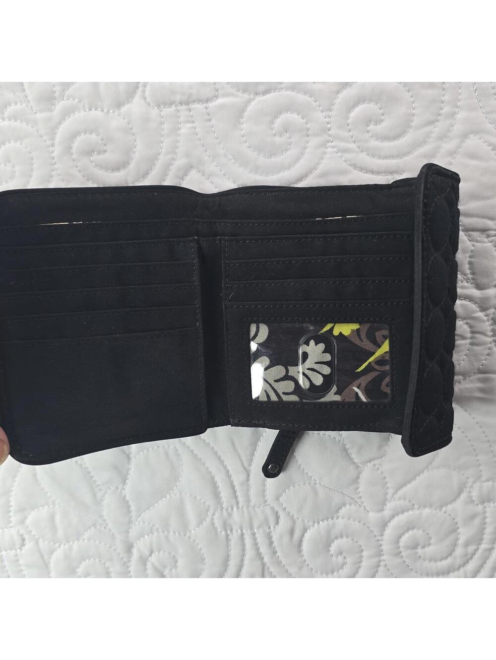 Vera Bradley Black Quilted Wallet with Floral Interior - Picture 3 of 4